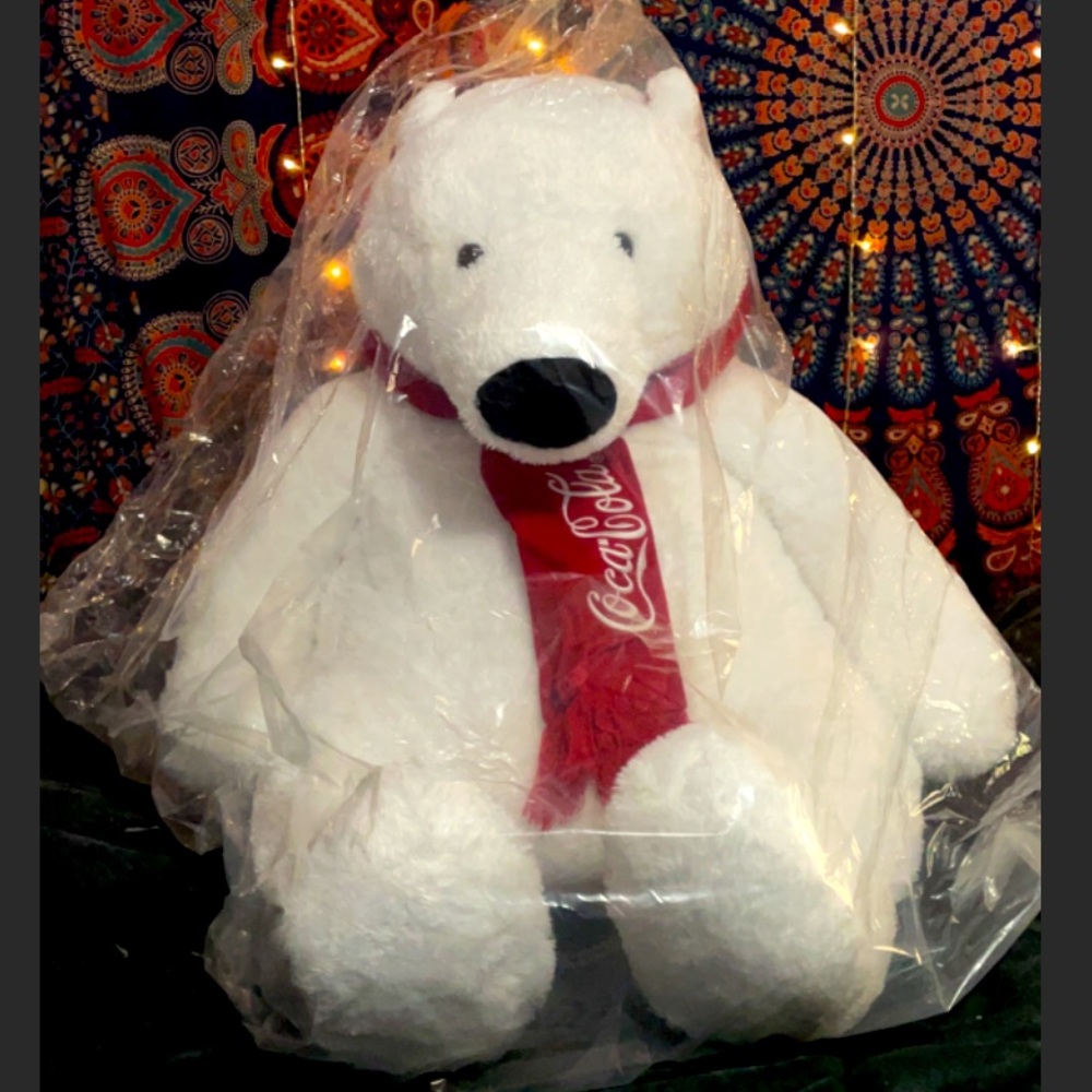 COCA COLA Collectible Polar Bear Plush Huge Stuffed Animal 30" Brand New